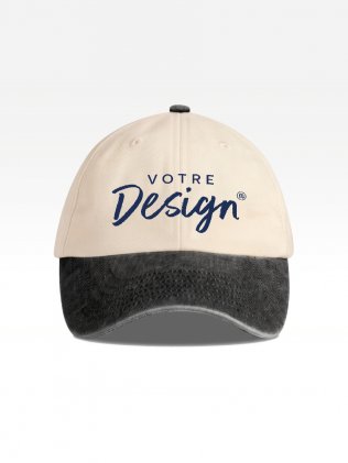 Casquette contrastée vintage BF673 Natural / Vintage Black personnalisée avec votre logo brodé sur le panneau avant