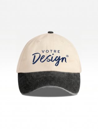 Exemple de marquage personnalisé sur la casquette contrastée vintage BF673 Exemple de marquage personnalisé sur la casquette contrastée vintage BF673