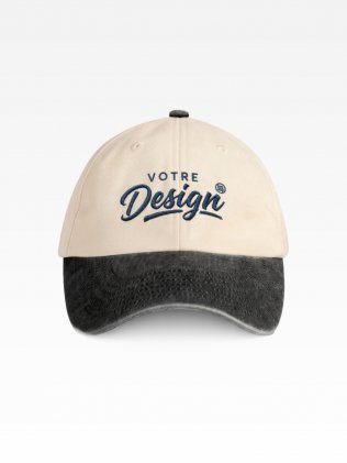 Exemple de marquage personnalisé sur la casquette contrastée vintage BF673 Exemple de marquage personnalisé sur la casquette contrastée vintage BF673