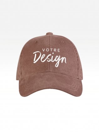 Exemple de marquage personnalisé sur la casquette baseball en velours BF680 en coloris Redwood