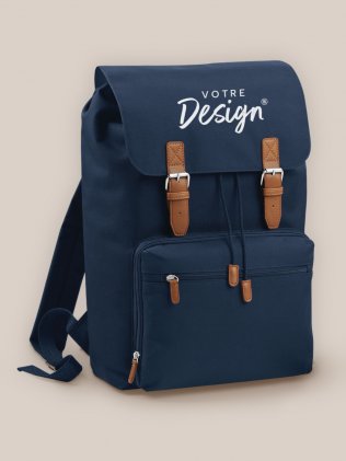 Sac à dos vintage Bag Base BG613 French Navy personnalisé avec votre logo sur le rabat Sac à dos vintage Bag Base BG613 French Navy personnalisé avec votre logo sur le rabat