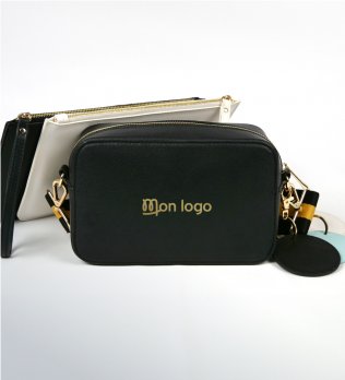 sac à bandoulière noir à personnaliser avec logo