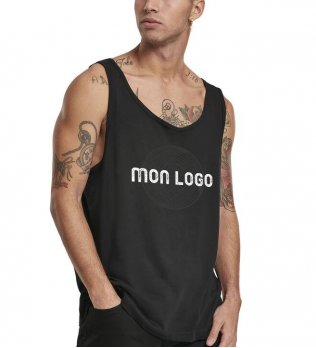 Débardeur ample pour homme BY003 en coloris Black avec un exemple de logo imprimé Débardeur ample pour homme BY003 en coloris Black avec un exemple de logo imprimé sur la poitrine