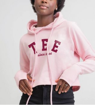 sweat crop top rose avec logo floqué sweat crop top rose avec logo floqué