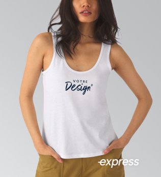 mannequin femme de face portant le Débardeur femme personnalisable express mannequin femme de face portant le Débardeur femme personnalisable express