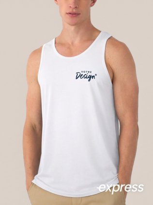 mannequin homme de face portant le débardeur homme personnalisable express
