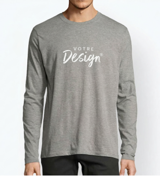 Mannequin homme de face portant le t-shirt IMPERIALW 02074 couleur gris chiné Mannequin homme de face portant le t-shirt IMPERIALW 02074 couleur gris chiné