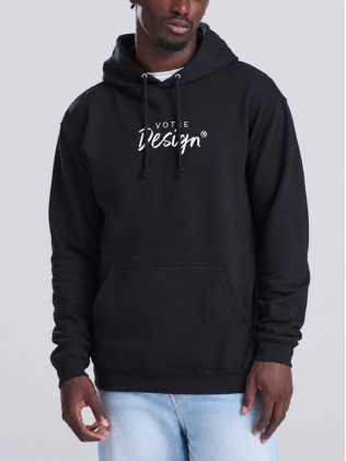 Mannequin homme de face portant le sweat à capuche JH001 en coloris jet black avec votre design dans la zone de personnalisation Mannequin homme de face portant le sweat à capuche JH001 en coloris jet black avec votre design dans la zone de personnalisation