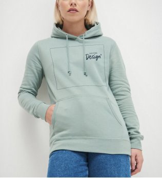 mannequin femme portant le sweat JH001F couleur dusty green 