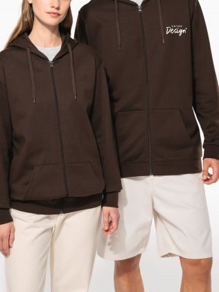 mannequin homme et femme portant le Sweat-shirt zippé capuche personnalisable