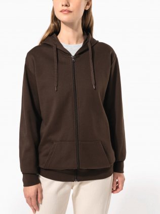 mannequin femme de face portant le Sweat-shirt zippé capuche personnalisable