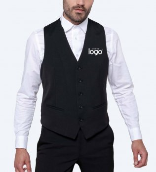 Gilet de service homme Premium K501 noir personnalisé avec votre logo sur le coeur