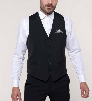 Gilet de service homme Premium à personnaliser K501 avec logo porté par un homme
