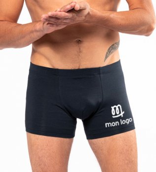 Boxer bio noir homme personnalisé vue de face 
