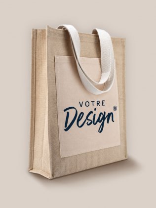 Sac shopping en toile de jute KI0221 personnalisé avec votre design Sac shopping en toile de jute KI0221 personnalisé avec votre design