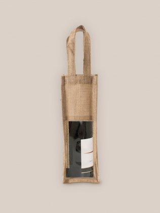 Sac porte bouteille en jute KI0267 Natural personnalisable avec votre logo Sac porte bouteille en jute KI0267 Natural personnalisable avec votre logo