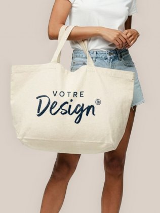 Sac shopping extra-large KI0296 porté, personnalisé avec votre design Sac shopping extra-large KI0296 porté, personnalisé avec votre design