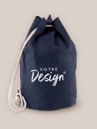 Sac marin en coton avec cordon KI0629 Navy personnalisé avec votre design sur la face avant Sac marin en coton avec cordon KI0629 Navy personnalisé avec votre design sur la face avant
