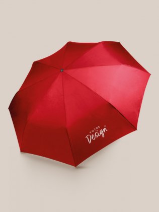Mini parapluie pliable personnalisable KI2010 rouge Mini parapluie pliable KI2010 personnalisable rouge, marquage votre design sur un pan