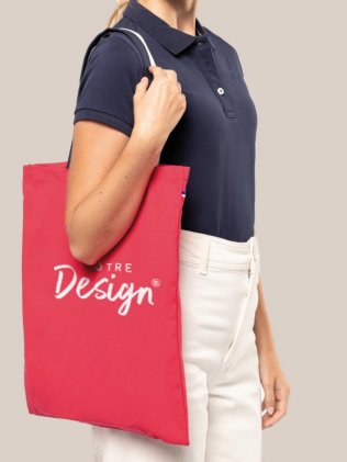 Tote bag tricolore KI3205 personnalisé avec votre design, porté