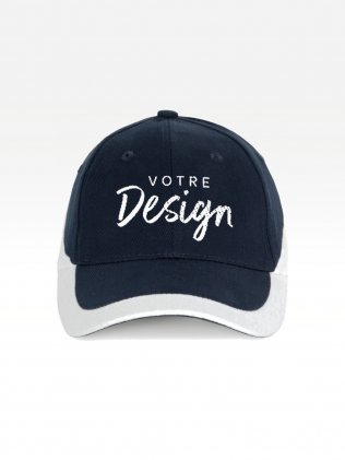 Exemple de marquage personnalisé sur la rACING - Casquette bicolore 6 panneaux KP045 Exemple de marquage personnalisé sur la rACING - Casquette bicolore 6 panneaux KP045