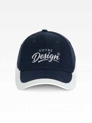 Exemple de marquage personnalisé sur la rACING - Casquette bicolore 6 panneaux KP045