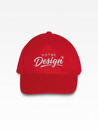 Exemple de marquage personnalisé sur la casquette enfant avec liseré contrasté KP148