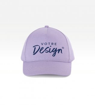 Packshot enfant casquette 5 panneaux personnalisable de face couleur violet clair Packshot enfant casquette 5 panneaux personnalisable de face couleur violet clair