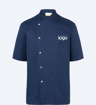Veste de cuisinier Karlowsky KYJM15 navy manches courtes personnalisée avec votre logo brodé sur le coeur