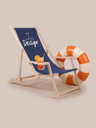 Chaise longue avec porte-gobelet et housse amovible personnalisable MCHA02 avec marquage Chaise longue avec porte-gobelet et housse amovible personnalisable MCHA02 avec marquage
