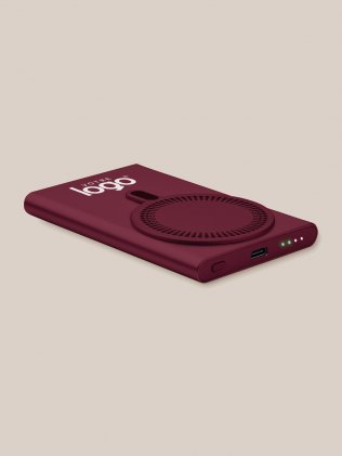 Batterie externe magnétique personnalisable MO2442 bordeaux personnalisée avec votre logo Batterie externe magnétique personnalisable MO2442 bordeaux personnalisée avec votre logo