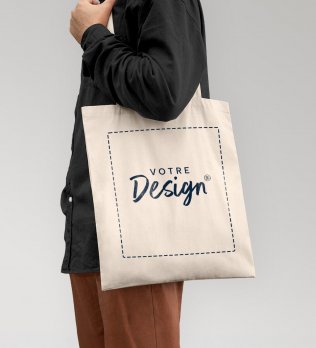 Le tote bag W101 en coloris Natural personnalisé avec votre design dans la zone de personnalisation