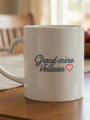 Mug coeur Grand-mère veilleuse de face Mug coeur Grand-mère veilleuse de face