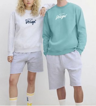 mannequin homme et mannequin femme Sweat recyclé à col rond Columbia personnalisé mannequin homme et mannequin femme Sweat recyclé à col rond Columbia personnalisé