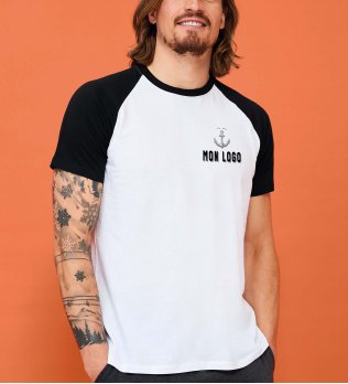 T-shirt à manches contrastées Funky coloris Blanc/Noir avec exemple de logo imprimé T-shirt à manches contrastées Funky en coloris Blanc/Noir avec exemple de logo imprimé sur le coeur
