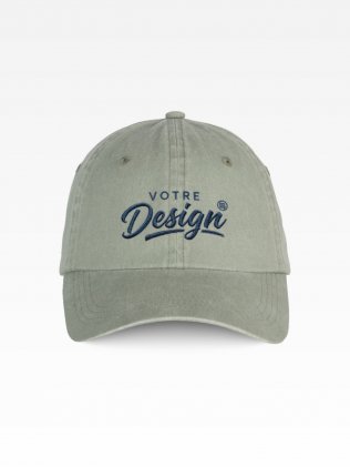 Exemple de marquage personnalisé sur la casquette écoresponsable délavée unisexe NS040