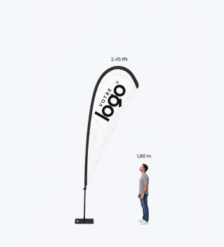 Oriflamme Publicitaire Goutte 2.45m Personnalisé  - Pack Complet
