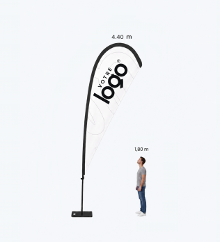 Oriflamme Publicitaire Goutte 4.40m Personnalisé - Pack Complet