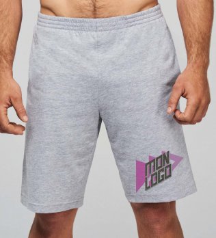 Exemple de logo imprimé sur le short en coton PA151 en coloris Oxford Grey Exemple de logo imprimé sur le short en coton PA151 en coloris Oxford Grey