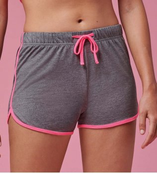 Short de sport pour femme PA1021 en coloris Grey Heather / Fluo Pink Short de sport pour femme PA1021 en coloris Grey Heather / Fluo Pink
