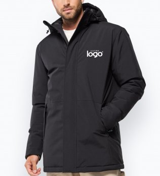 Mannequin homme de face portant la parka PK543 couleur noir Mannequin homme de face portant la parka PK543 couleur noir