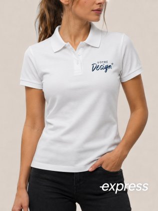 Polo manches courtes femme blanc personnalisable en livraison express