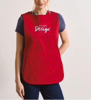 Femme qui porte un tablier chasuble PR171 sans logo Femme qui porte un tablier chasuble PR171 sans logo