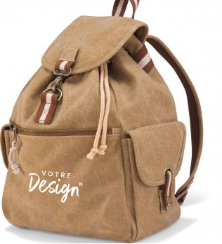 Sac à dos vintage en toile personnalisable de face Sac à dos vintage en toile personnalisable de face