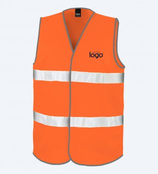 Packshot du gilet de sécurité R200X en coloris Fluorescent Orange avec simulation de marquage logo sur le cœur