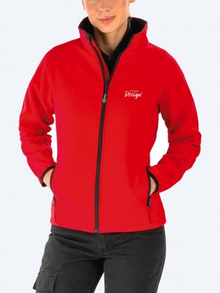 Veste softshell femme R231F coloris rouge personnalisée avec votre logo sur le coeur Veste softshell femme R231F coloris rouge personnalisée avec votre logo sur le coeur