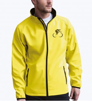 Veste softshell R231M en coloris Yellow/Black portée par un homme