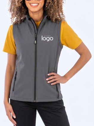 Gilet softshell femme R232F coloris gris personnalisé avec votre logo sur le coeur