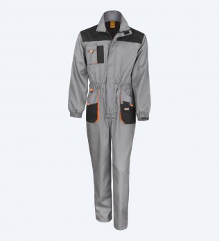 Combinaison de travail Lite R321X en coloris Grey / Black / Orange vue de face sur fond gris