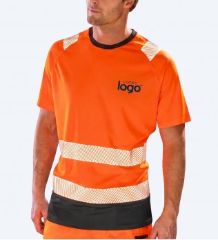Tshirt de sécurité R502X couleur orange fluo - haute visibilité personnalisable